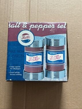 New Pepsi Red and Blue Retro Salt & Pepper Shakers Set